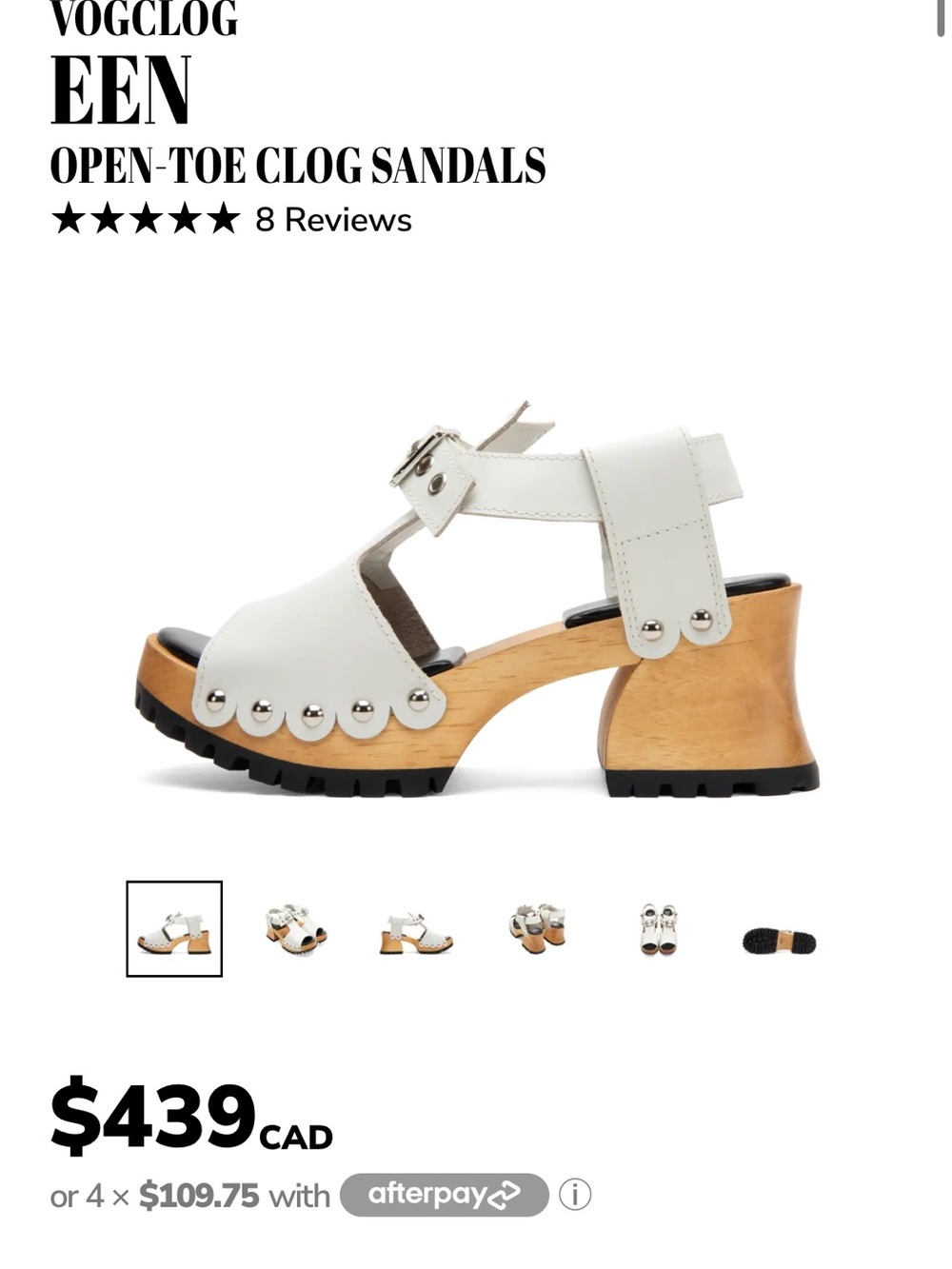 John Fluevog EEN White Leather Open-Toe Clog Sandals